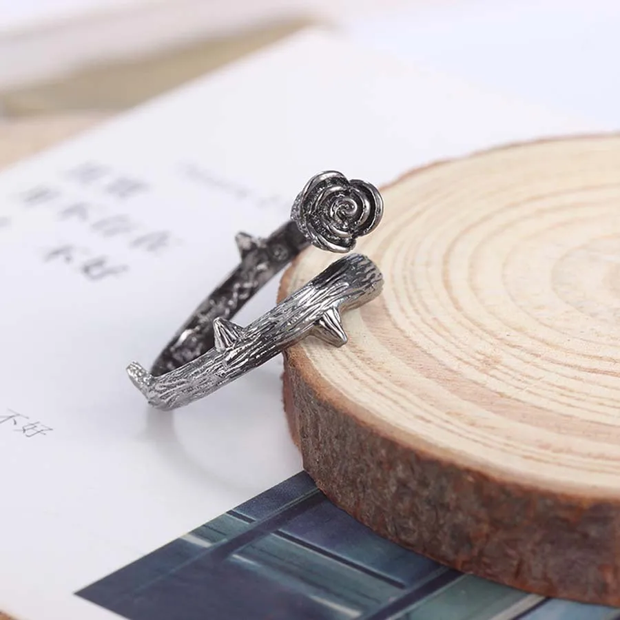 black flower ring , rings for women