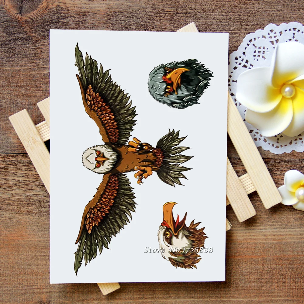 

Waterproof Temporary Tattoos Stickers Eagle Tattoo Flash Water Transfer Tattoos fake tattoos for women men #349