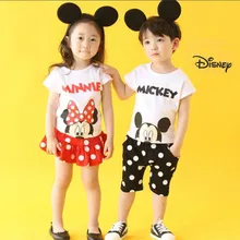Комплект одежды для маленьких мальчиков «Дисней»; Одежда для мальчиков «Микки Маус»; Одежда для маленьких девочек; Новая летняя модная одежда для активных мальчиков и девочек; детская одежда