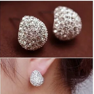 

Luxurious Fashion Jewelry Trendy Style Rhinestone Crystal Silver-plated Stud Earrings For Women brincos High Quality earring