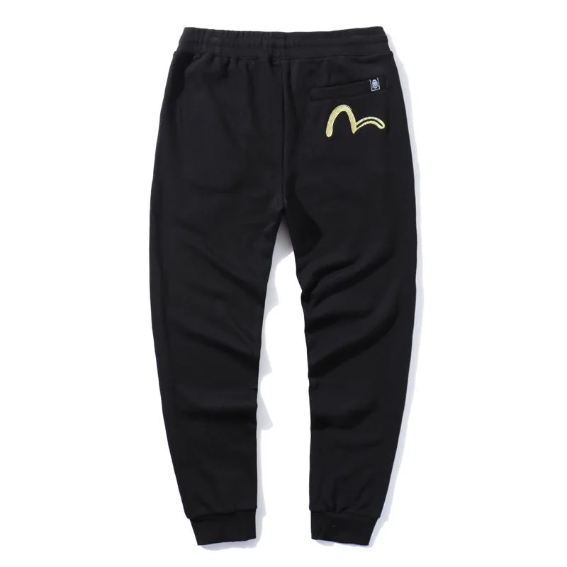 Evisu Череп Вышивка мужские повседневные брюки хлопок теплые дышащие спортивные брюки мужские повседневные черные трусы брюки F099