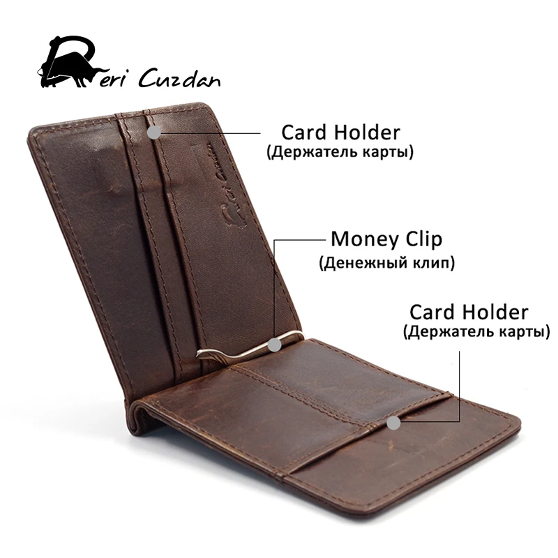DERI CUZDN Leather font b Money b font font b Clip b font Slim Magnet Wallet