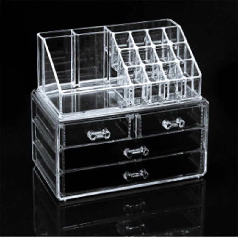 Acrylic transparent Makeup Organizer Storage Boxes Make Cosmetics Brush Organizer home  Drawers Cotton Swabs Stick Storage case