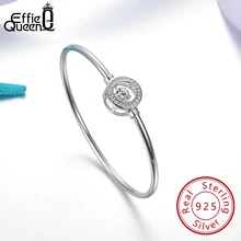 Effie queen 925 пробы серебряный браслет с AAA микро Цирконом проложили Круглый Круг мерцающий Циркон браслет ювелирные изделия для женщин BB11