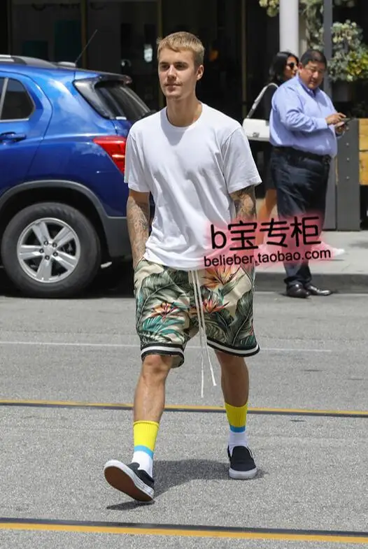 new 2017 mens clothing justin bieber the same style summer elastic justin bieber flower size