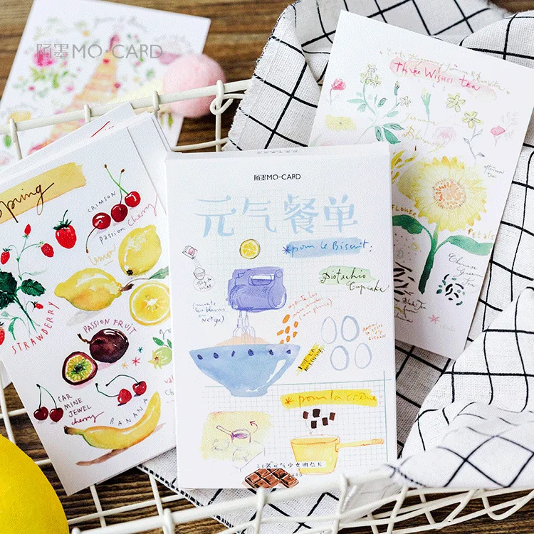 

30 sheets/Set Breakfast list Postcard /Greeting Card/Message Card/Christmas and New Year gifts Cards
