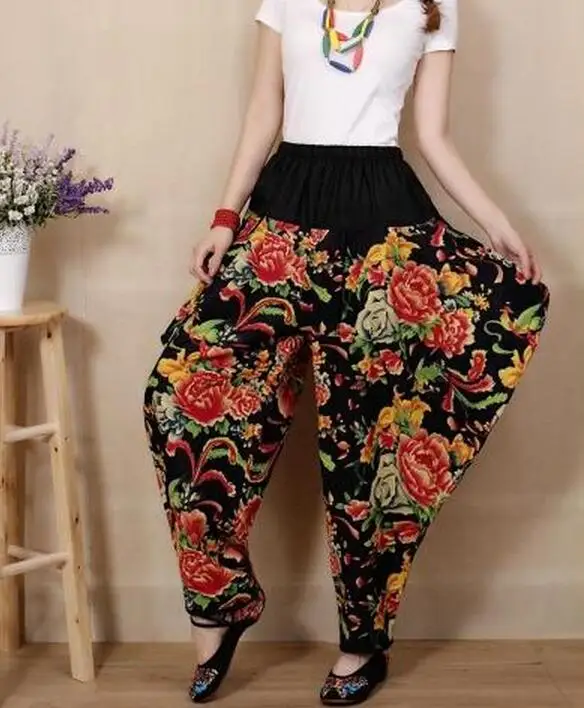 Caliente Primavera multiple verano 2019 Dividido Nuevas azul Floral Moda De Las Falda Pantalón Mujeres Gasa Negro Ancho qwTRqr