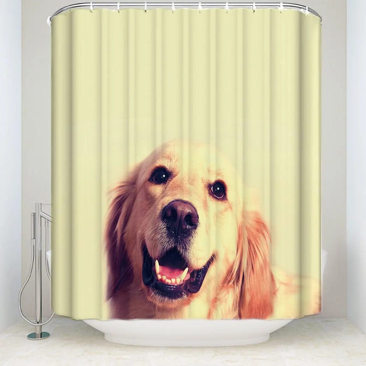 Shower Curtain Cute Golden Retriever Dog Pattern Funny Soft Comfort