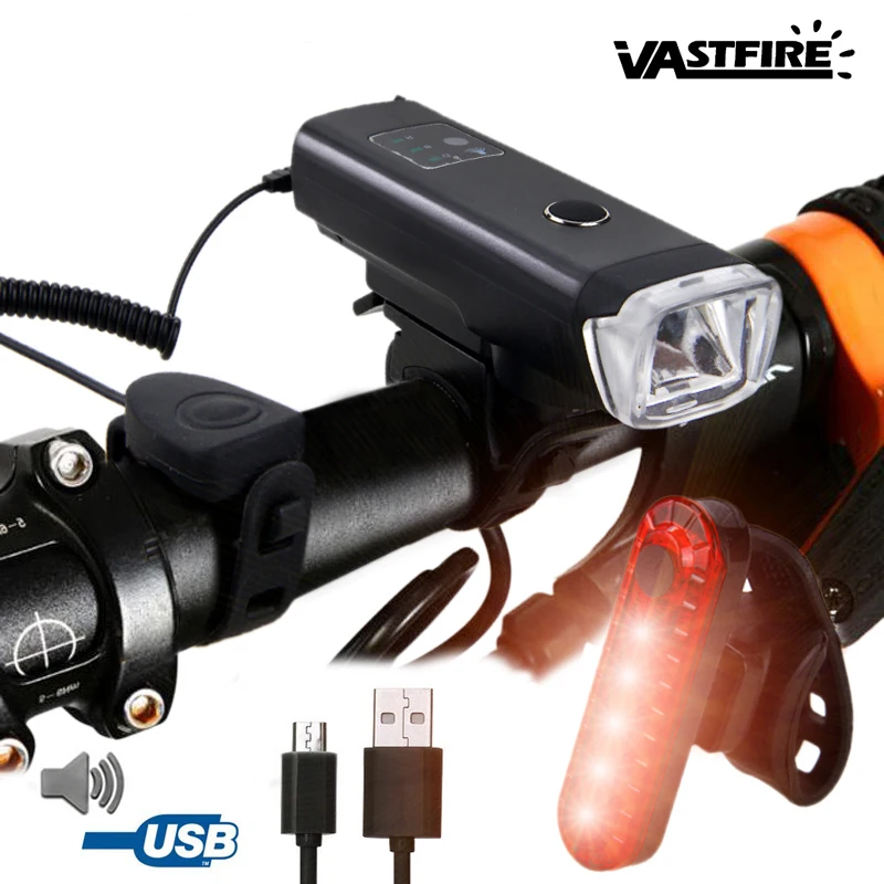 

Waterproof Bike Light Intelligent Sensitive Front Bicycle Headlight with Horn Function 4 Modes USB Rechargeable Cycling Torch