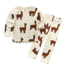 Новинка года; комплект детской одежды из маленького хлопка с принтом в виде животных альпаки; пижамные комплекты для маленьких мальчиков и девочек; модная дизайнерская детская одежда; Новинка