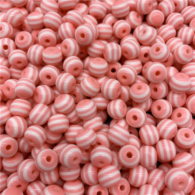 8mm 10mm Resin Spacer Beads Round Beads Stripe Spacer Beads For Jewelry Making DIY Bracelet Necklace Accessories
