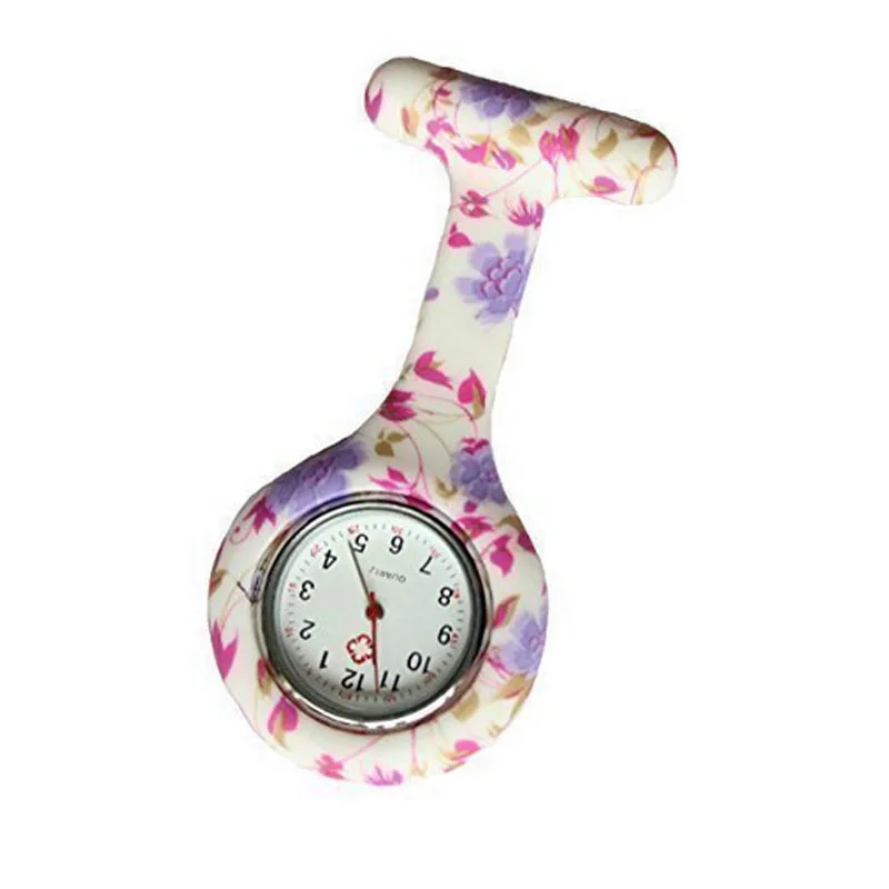 Силиконовые резиновые цветочные часы для медсестры женские кварцевые часы доктор Fob броши для часов кулон карманные часы на цепочке Прямая