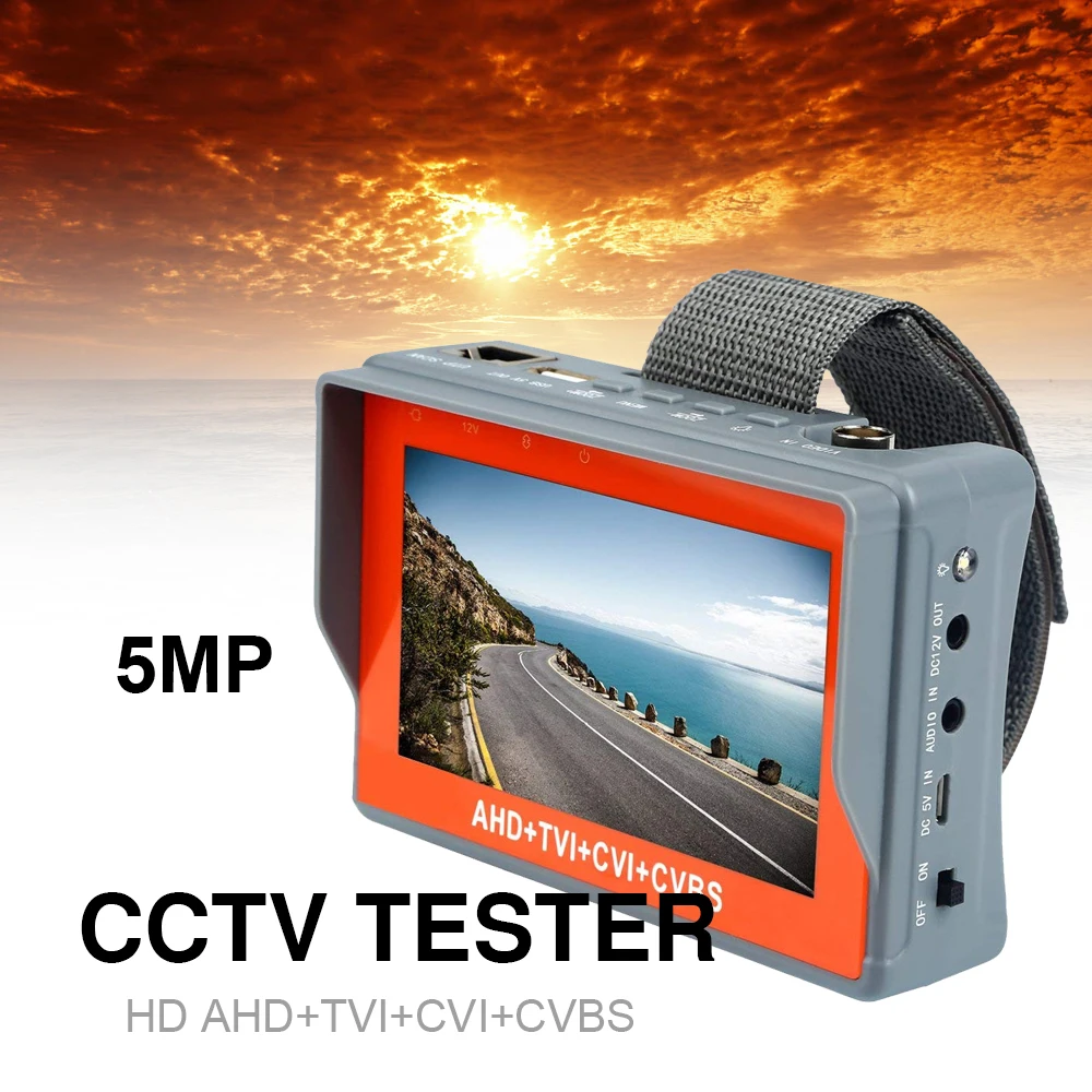 

New 4.3 inch 5MP 4MP CCTV Tester AHD CVI TVI Analog CVBS in 1 Camera tester Monitor Support UPT PTZ Audio test DC12V output