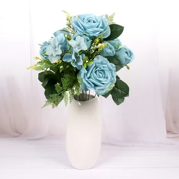 

JAROWN Artificial 12 Heads Roses Flowers Silk Rainbow Decorative Roses Artificial Flowers For Wedding Home Party Decoration