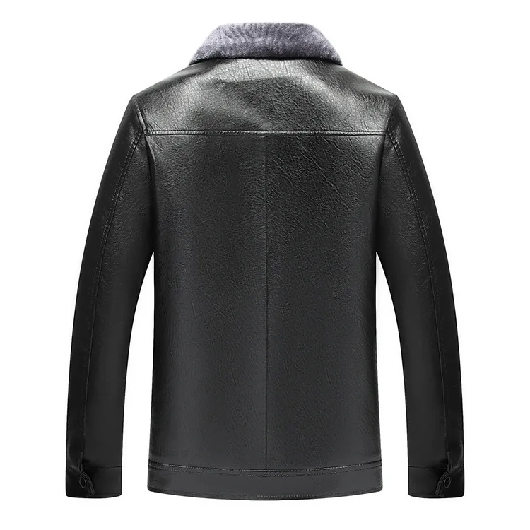 Мужская зимняя куртка из искусственной кожи из плотного флиса Jaqueta De Couro Masculino пальто с мехом для мужчин среднего возраста
