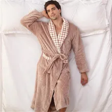 Мужская Фланелевая банная ночная рубашка размера плюс, осенне-зимняя Пижама, мужской банный халат с длинным рукавом, одежда для сна, новинка, Ds5088