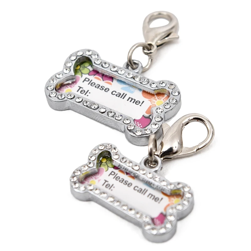 Rhinestone ID Card of Pet Dog Necklace Pendant Collar Pendant Dog