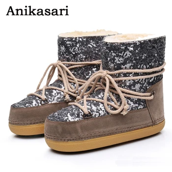 

Women's Boots Plus Cashmere Warm Sequins Platform Ankle Snow Boots For Women Space Boots Winter Warm Casual Safety Shoes Woman