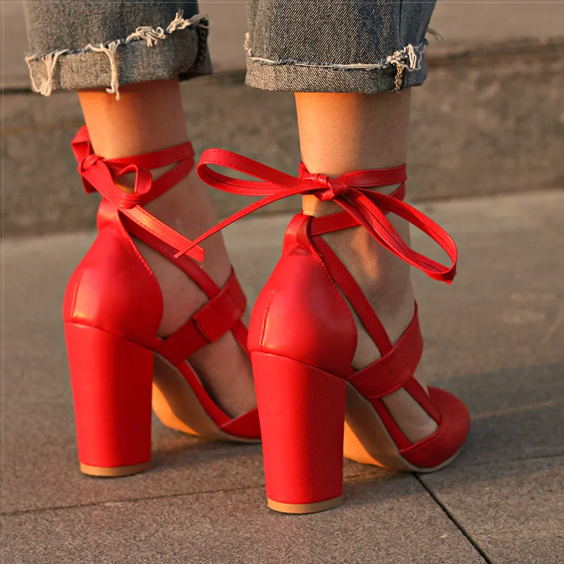 Женские туфли-лодочки удобная женская обувь на толстом каблуке Брендовые женские сандалии-гладиаторы на высоком каблуке с ремешком на щиколотке свадебные туфли на каблуке 8,5 см