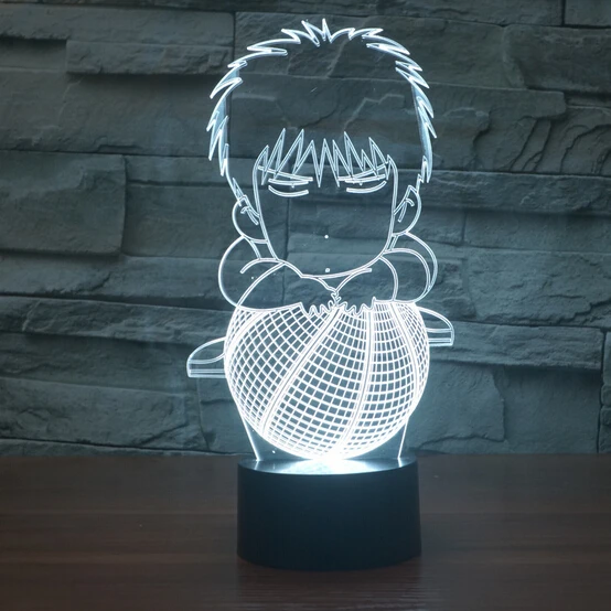 

Hot ! NEW 7color changing 3D Bulbing Light SLAM DUNK visual illusion LED lamp action figure toy Christmas gift