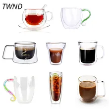 Стеклянные кружки для кофе с двойными стенками, чашки для чая, молока, пивные стаканы, креативная посуда для напитков