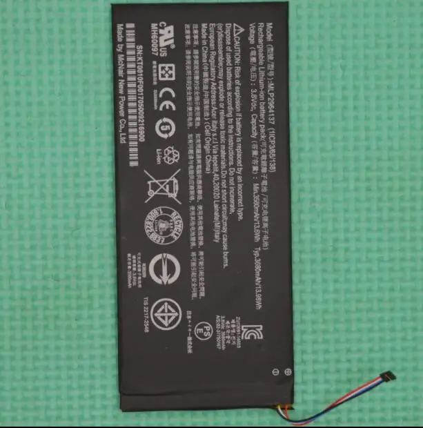 Новая Оригинальная батарея для планшета ACER Iconia One 7 B1-730 A1402 MLP2964137 3165142P 3,8 V 13.6WH
