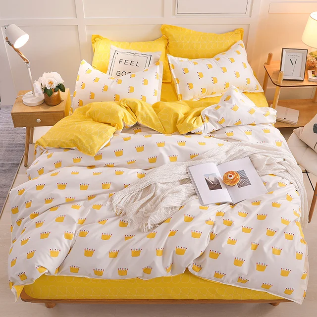 Special Price Bonenjoy Yellow Crown Single Bed Set Reactive Printed Simple Double Bed sheet ropa de cama Queen Bed Linen King Size Bedding Special Price Bonenjoy Yellow Crown Single Bed Set Reactive Printed Simple Double Bed sheet ropa de cama Queen Bed Linen King Size Bedding