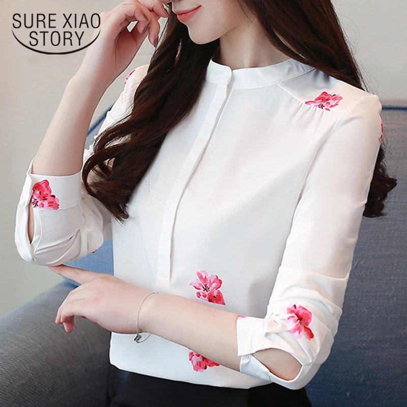 

fashion woman blouses 2019 print women blouse shirt office blouse women plus size white blouse long sleeve women shirts 1042 40