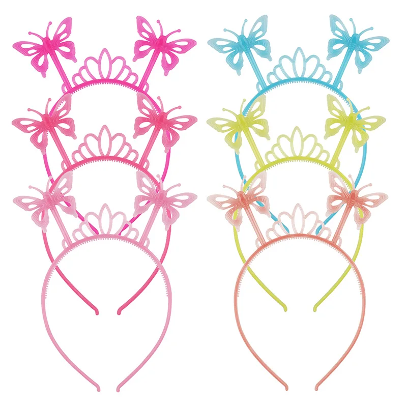 Candygirl 6 шт./компл. бабочка светящийся ободок для девочек Пластик Glow Волосы Резинки аксессуары вечерние головной убор на Хэллоуин