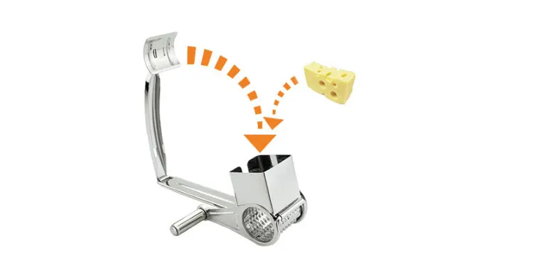 Creative Stainless Steel Rotary Cheese Graters Drum Blades Cheese Knife Butter Chocolate Cutter Fruit Vegetable Kitchen Gadgets