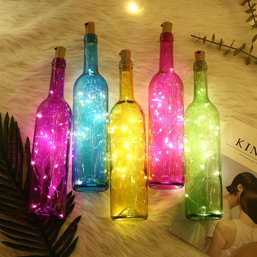 Beiaidi 1m 2m Wine Bottle Cork Shaped Led String Light Copper Wire
