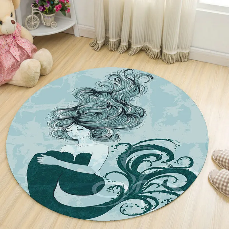 Creative Pattern Girl Printed Soft Carpets Anti-slip Rugs Computer Chair Mat Floor Mat for Home Kids Room Round Carpet Creative Pattern Girl Printed Soft Carpets Anti-slip Rugs Computer Chair Mat Floor Mat for Home Kids Room Round Carpet