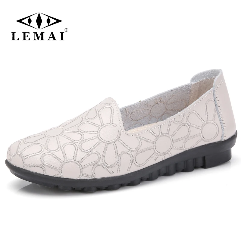 

LEMAI High Quality Fashion Women Flats Loafers Casual Leather Shoes Woman Loafer Slip On Shoes For Women Moccasins Female