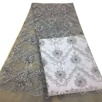 

Latest Modish beaded lace fabric of high quality 2018 African Tulle lace fabric with beads for pretty dress A787-1