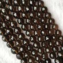 AAA высокое качество натуральный коричневый чай для очищения Кристалл Дымчатый Кварц Круглые Ювелирные изделия свободные шарики граненые бусины 1" 05661