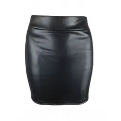 Женская Черная узкая с завышенной талией мини-юбка на молнии из искусственной кожи США плюс