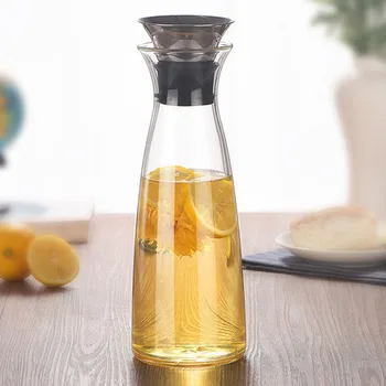 

1000ml Large Capacity Transparent Heat-Resistant Glass Cold Kettle Cup with Lid For Brewing Tea And Fruit Juice Drop JY