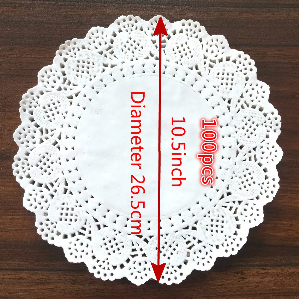 100pcs 10.5inch diameter 26.5cm white round paper Lace Doilies paper