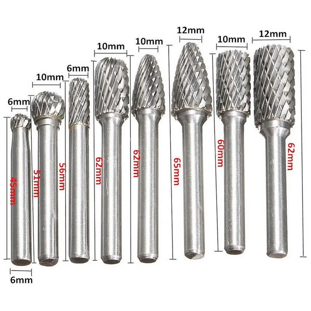 8pcs/set Drill Bit Set 6mm Tungsten Carbide Burr Bits Rotary Files Alloy CNC Engraving Set Power Tool for Carpentry One Grinding 8pcs/set Drill Bit Set 6mm Tungsten Carbide Burr Bits Rotary Files Alloy CNC Engraving Set Power Tool for Carpentry One Grinding