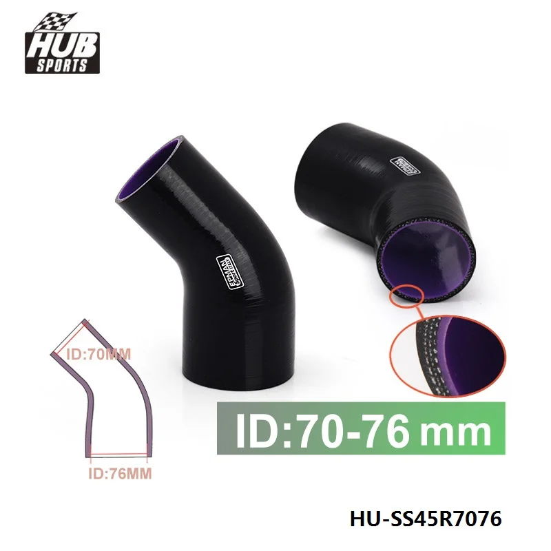 3.75" OBX Black 4-Ply Reinforce Silicone 45° Hump Elbow Reducer Coupler 3" 3.75" OBX Black 4-Ply Reinforce Silicone 45° Hump Elbow Reducer Coupler 3"