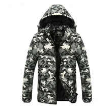 Зимняя куртка для мужчин с капюшоном камуфляжные куртки с хлопковой подкладкой Пальто Толстая теплая одежда ветрозащитная верхняя одежда