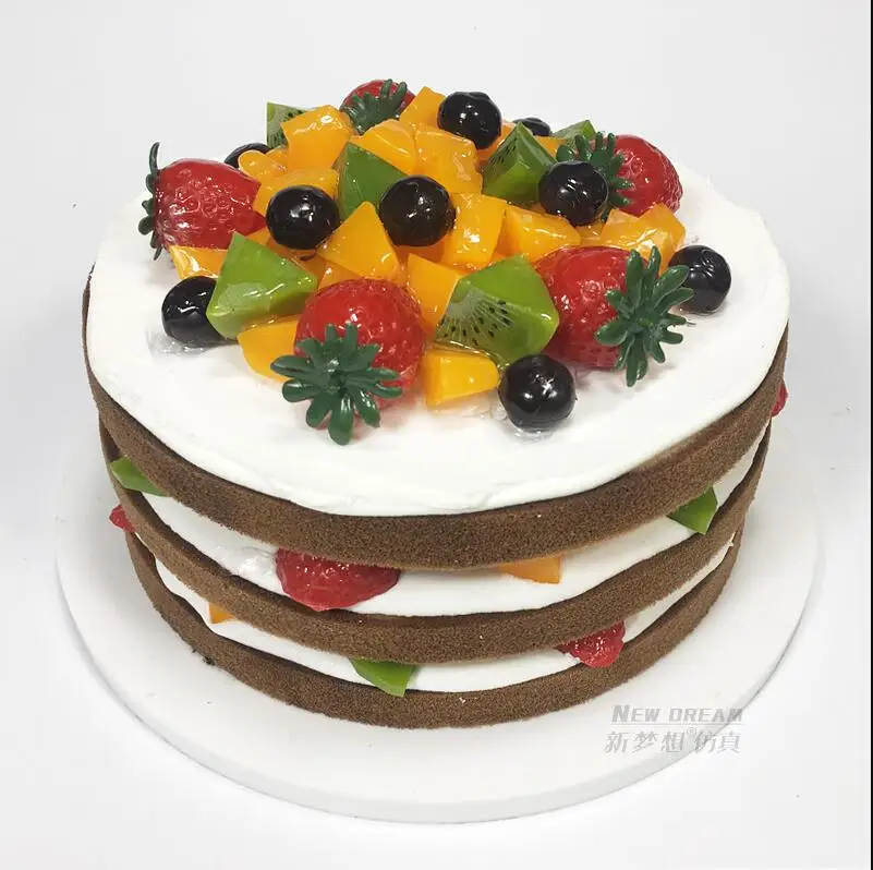 Сэндвич День рождения Торты модель для симуляции фруктов мусс витрина для тортов окна образцы бутафорский торт искусственное пирожное украшения - Цвет: Небесно-голубой