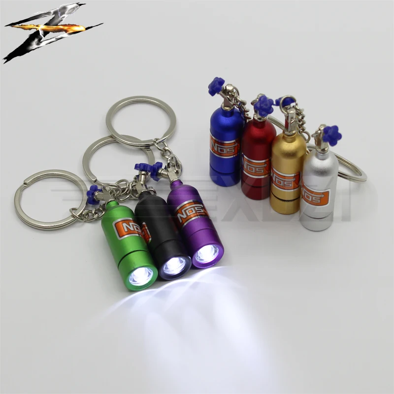 

LED light Original Mini Key Chain NOS Turbo Metal Nitrogen Bottle Key Ring Chain Key Holder Keychain Car Pendant Jewelry