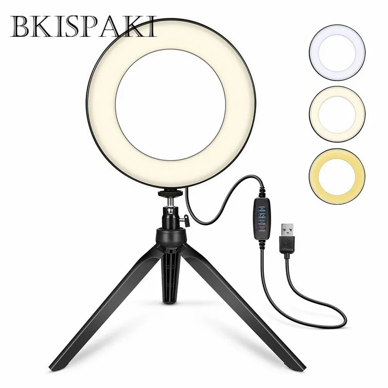 

BKISPAKI 5.7'' USB Ring Light Tabletop Shooting Annular LED Lamp 7.9'' Makeup Light for Video Youtube with Tripod Phone Holder