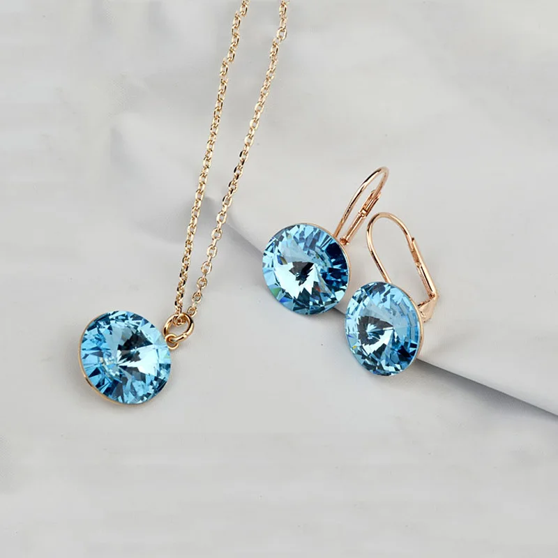 BAFFIN 2018 D\u0027origine Cristaux De SWAROVSKI Bella Bijoux Ensembles Ronde Pendentif Colliers Piercing Boucles D\u0027oreilles Pour Les Femmes De Mariage dans