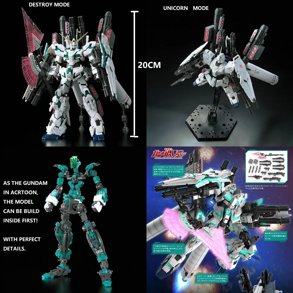 RG 1/144 Gundam Модель RX-0 Полная Броня единорог GUNDAM японская модель трансформации супер робот Bandai мобильный костюм детские игрушки