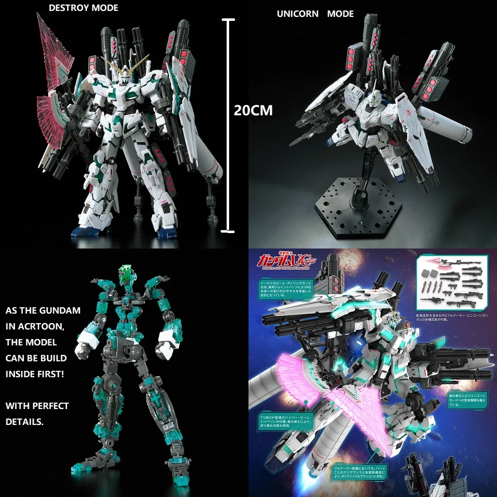 

RG 1/144 Gundam Model RX-0 FULL ARMOR UNICORN GUNDAM Japanese Model Transformation Super Robot Bandai Mobile Suit Kids Toys