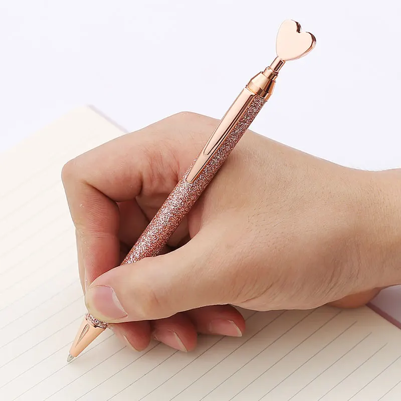 Модная кожаная офисная деловая ручка love металлическая шариковая ручка для школы, студенческие офисные принадлежности, подарочная ручка, розовая золотая ручка для конференций