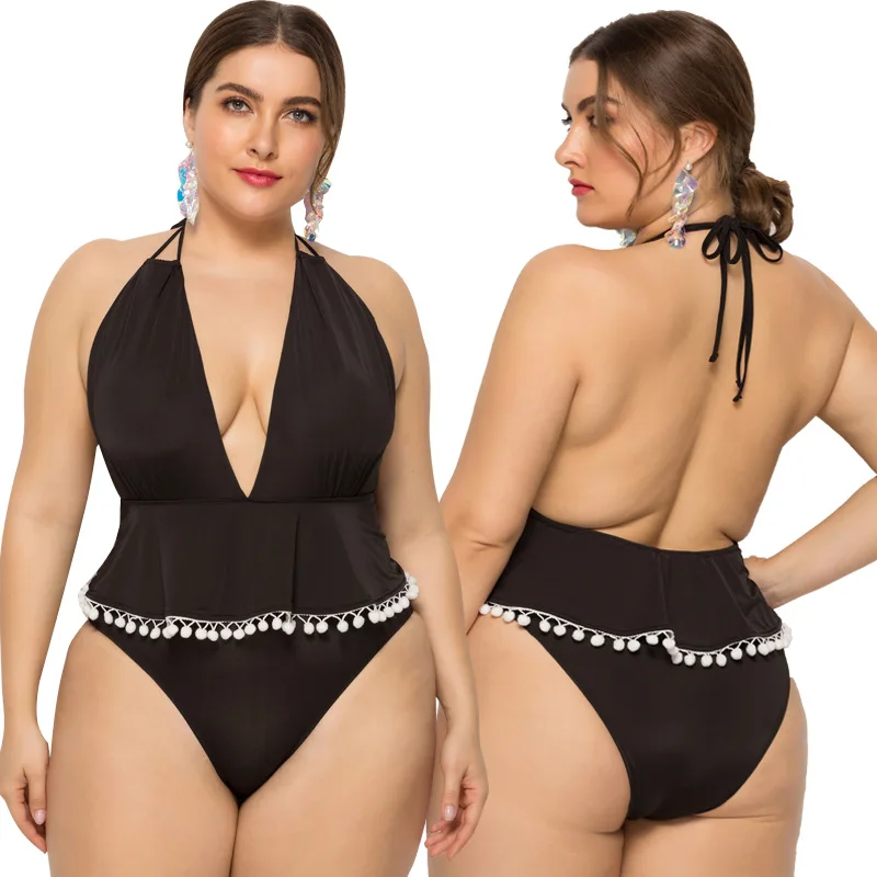 

2019 European and American new large size swimsuit one piece skirt type printing plus fertilizer to increase explosions Bikini