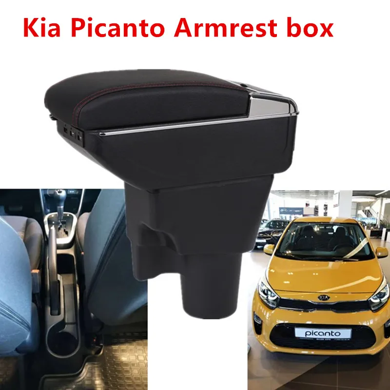 Для Kia Picanto подлокотник коробка Picanto3X-Line Универсальный центральный автомобильный подлокотник для хранения коробка Подстаканник Пепельница Модификация аксессуары